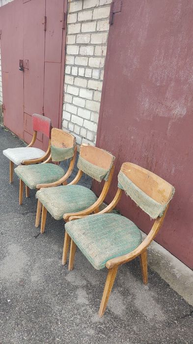 4 дерев'яні стільці Югославія Bobik Florian 60 роки, під реставрацію