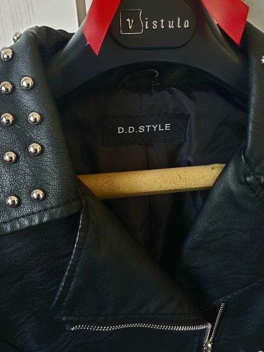 Ramoneska Nowa Black avant garde zip leather jacket rock nity ćwieki D.D. Style 36 38 S M