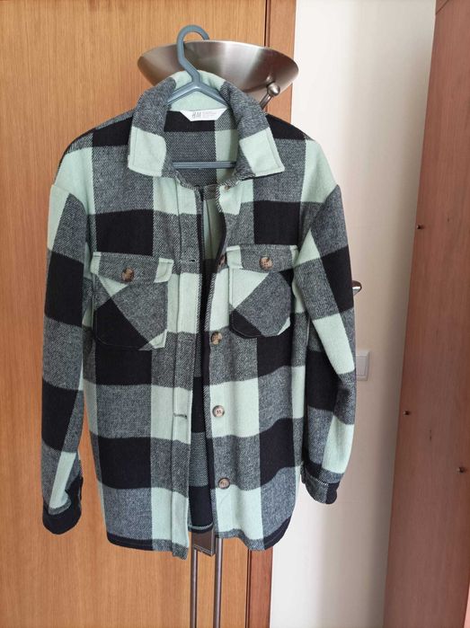 Casaco Camisa - verde quadrados