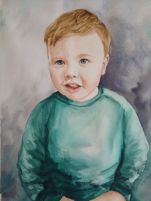 Portret ze zdjęcia obraz akwarelowy
