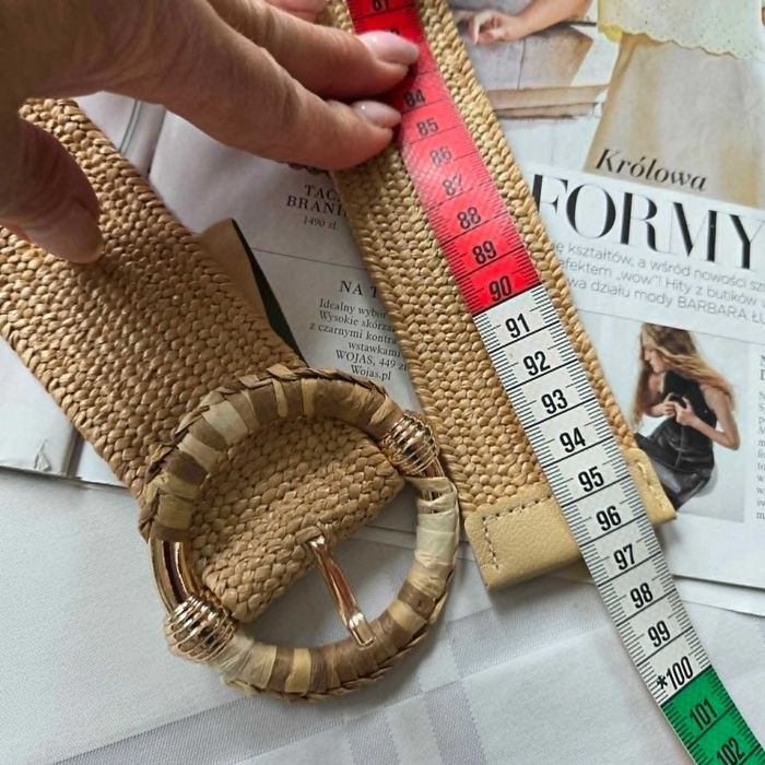 Viralowy pleciony pasek boho beżowy regulowany Made in Spain