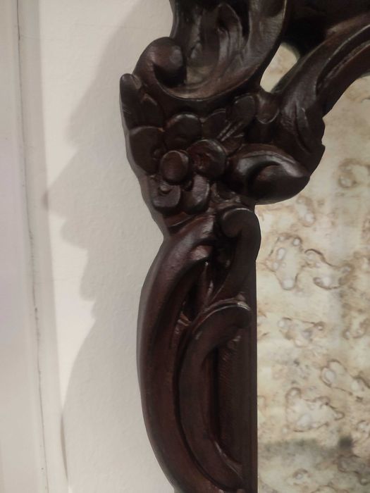 Espelho decorativo envelhecido moldura castanha