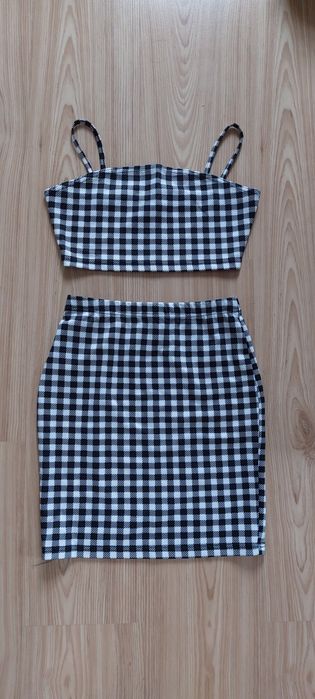 Komplet w kratkę Spódniczka i top