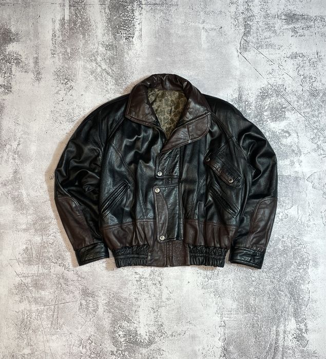 Шкіряна куртка вінтажний бомбер XL натуральна шкіра чоловіча