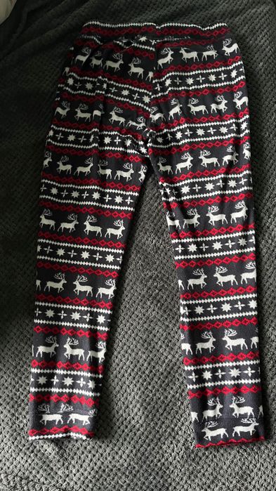 H&M cieple polarowe spodnie z motywem świątecznym S 36 / warm pants