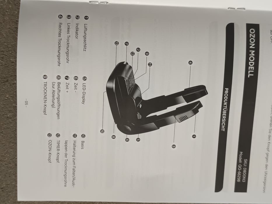 Elektryczna suszarka do butów z ozononem