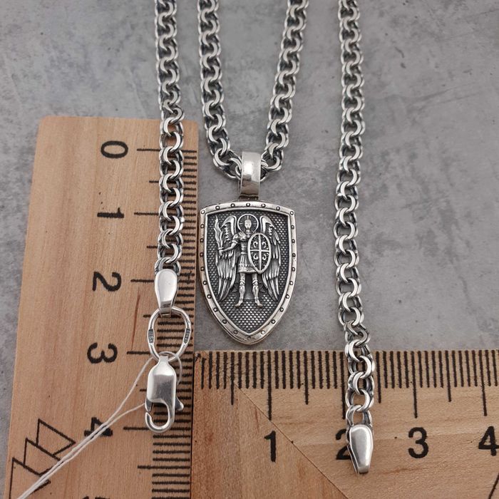 Срібна цепочка з кулоном іконкою підвіскою архангела Михаїла 925 проба