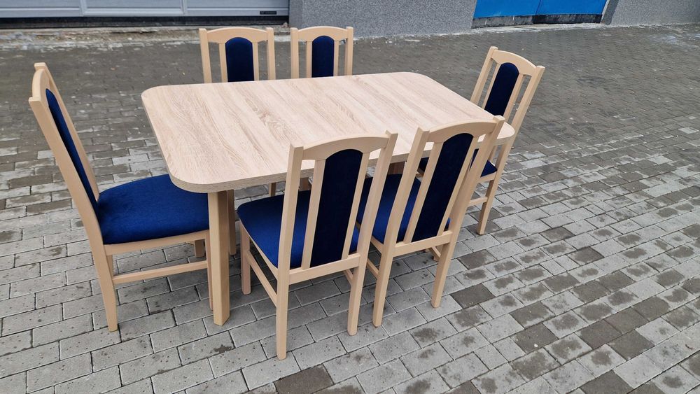 Stół 80x140-180 + 6 krzeseł, sonoma + granat , dostawa cała POLSKA