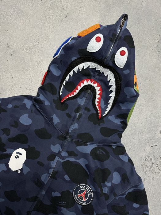 Bluza ,zip hoodie Bape x PSG Shark Full Zip Hoodie big logo