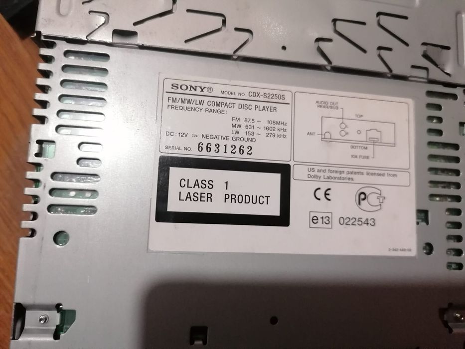 Auto rádio Sony CDX-S2250S