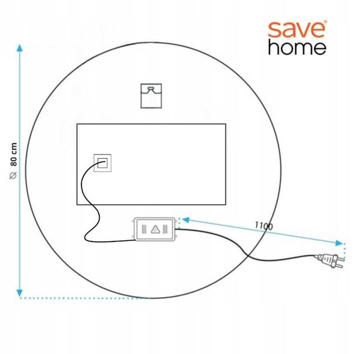 Loftowe Lustro Łazienkowe Led 80cm Okrągłe Podświetlane Z Ramą OKAZJA