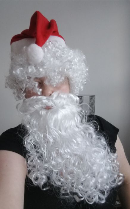 Efektowny strój przebranie Świętego Mikołaja Peruka Broda Czapka