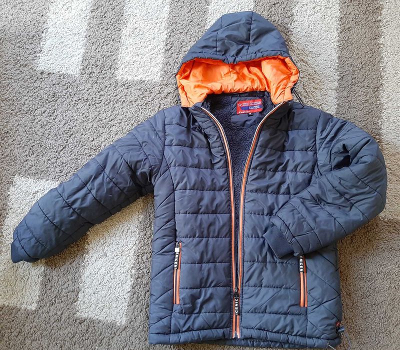 Kurtka zimowa 12 lat, ciemny grafit kaptur