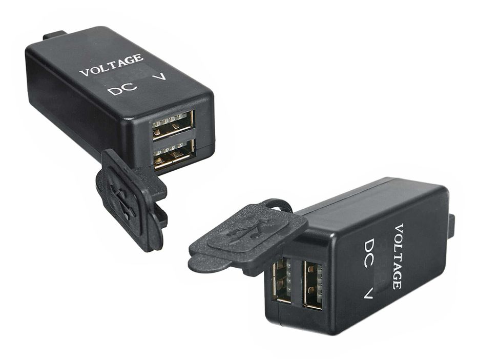 Carregador USB 2,1A Impermeável, ficha SAE e Voltímetro p/Motocicleta