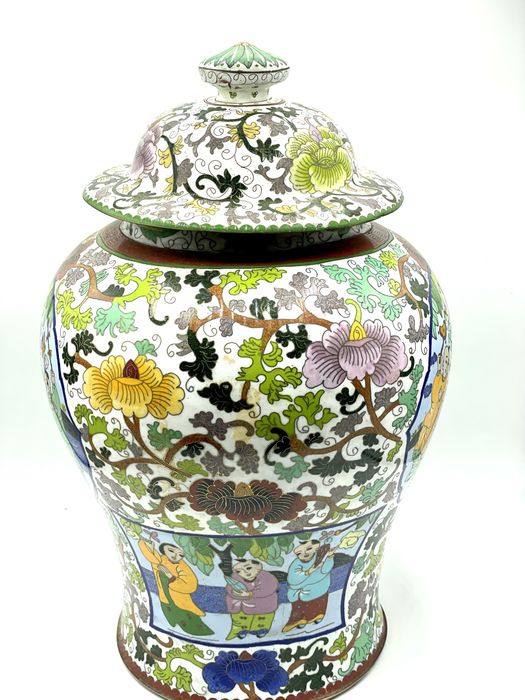 Grandioso pote cloisonné Famille Rose dinastia Qing