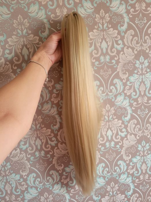 Холодний блонд накладний хвіст шиньйон шиньон хвост накладной блондино