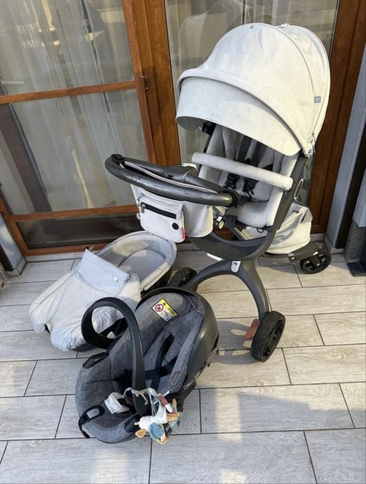 Wozek stokke xplory v6 szary jasny 3w1 gondola spacerowka fotelik