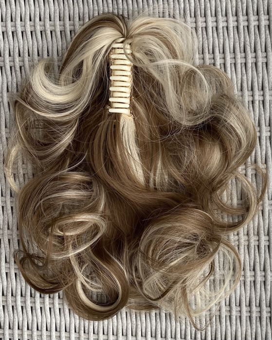 Premium Ultra włosy doczepiane, brąz z blondem, kucyk 34 cm 514.