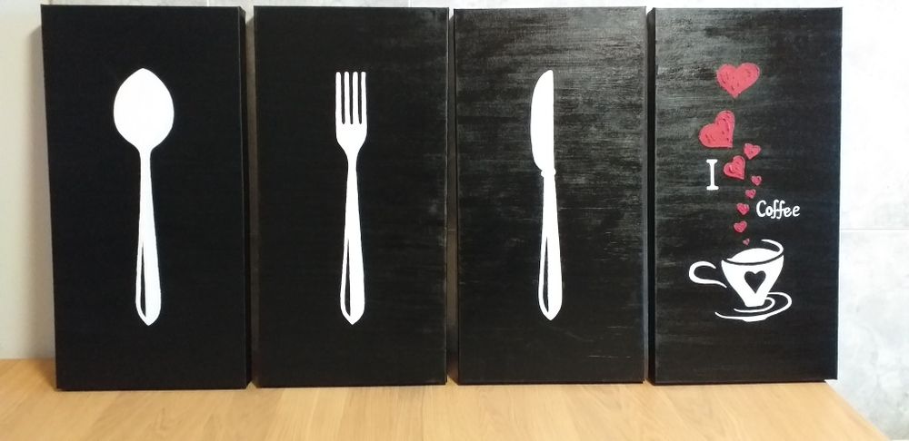 Conjunto de 4 telas de pintura a óleo