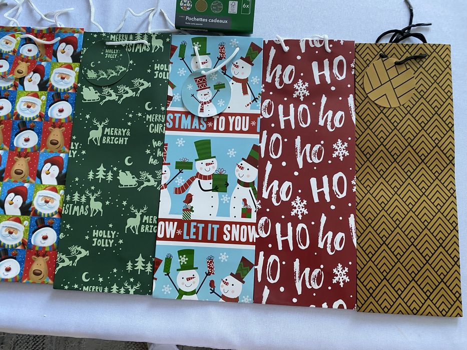 Torebki Swiateczne do wina zestaw 6 sztuk