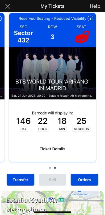 Квиток BTS Madrid 27.06