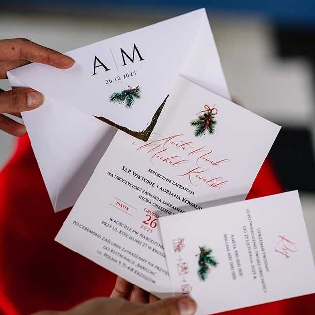 zaproszenie ślubne na ślub w zimie - Merry Christmas
