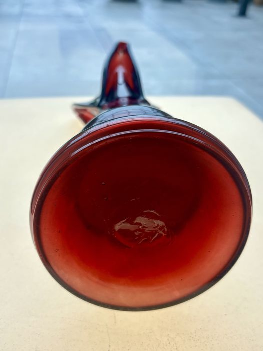 Rubinowy Wazon Huta Szkła Wołomin Tadeusz Szymanowski lata 1960te PRL