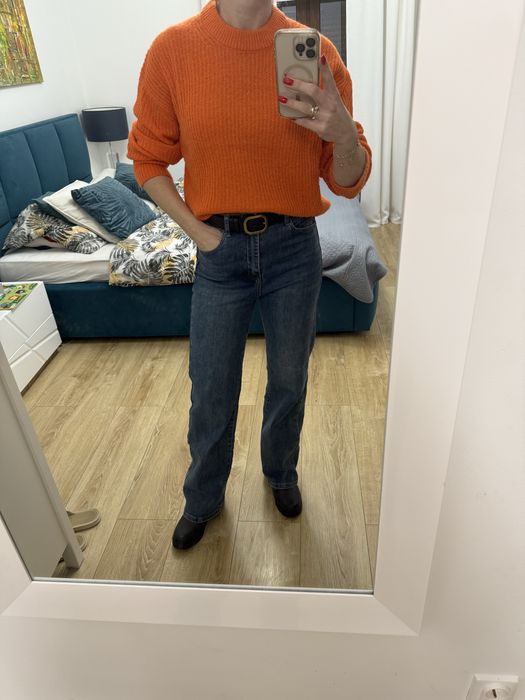 Sweter damski Jack&Jones M pomaranczowy piekny welna