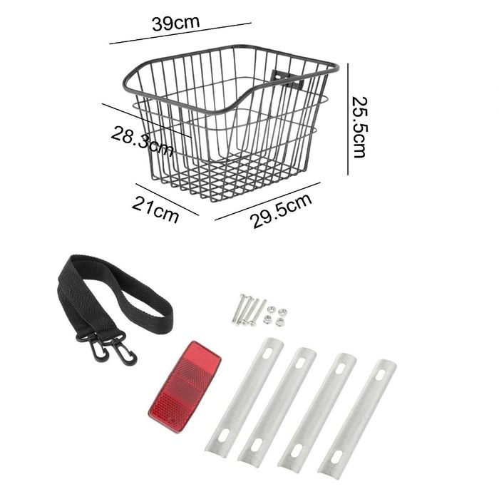 Kosz na bagażnik rowerowy duży mocny koszyk na rower metalowy odblask