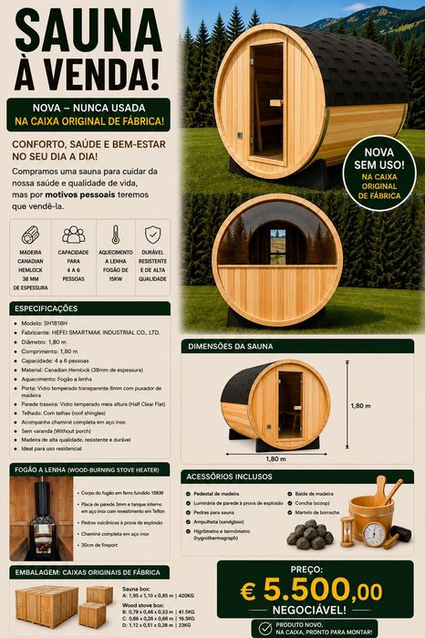 Venda sauna nova