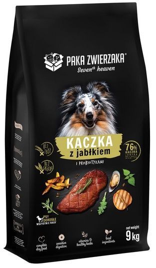 Karma z prebiotykiem dla psów - Paka Zwierzaka Kaczka z jabłkiem 9kg