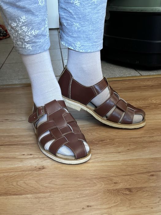 nowe brązowe sandały skórzane retro polishcore