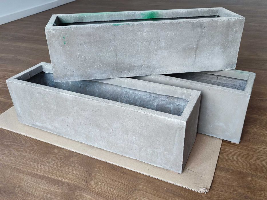 Trzy Doniczki Rynna Beton Dekoracyjny  60cm/17cm/17cm