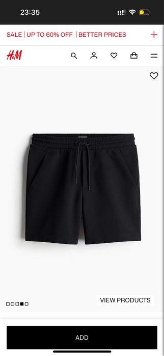 Шорти H&M XL  Regular Fit Коттон Трикотаж Чорні