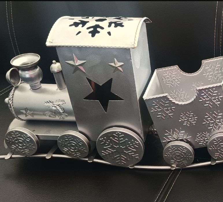 Pociąg metalowy świateczny 80cm