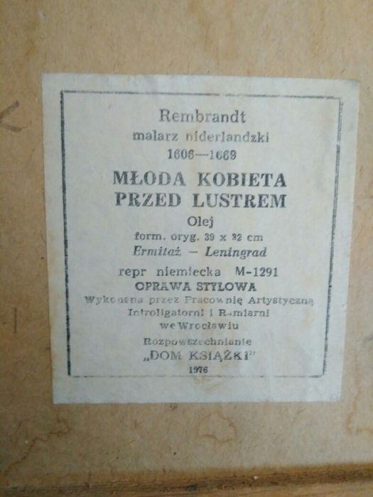 Rembrandt młoda dziewczyna z kolczykami przed lustrem, obraz, portret,