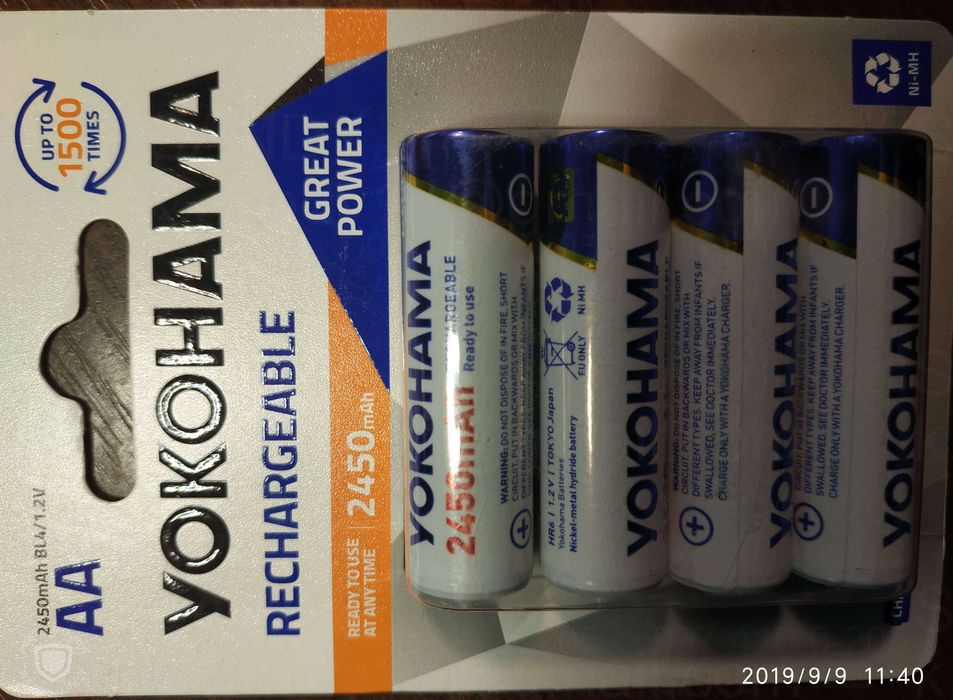Аккумуляторы АА YOKOHAMA 2450 серии Ready To Use