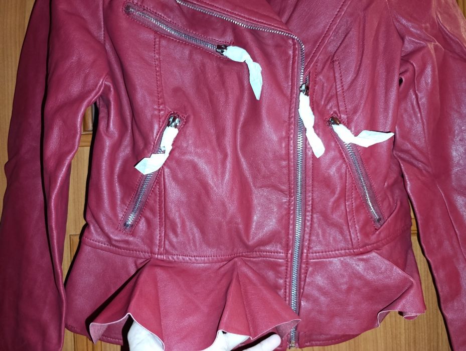 Bordowa ramoneska ze skóry ekologicznej