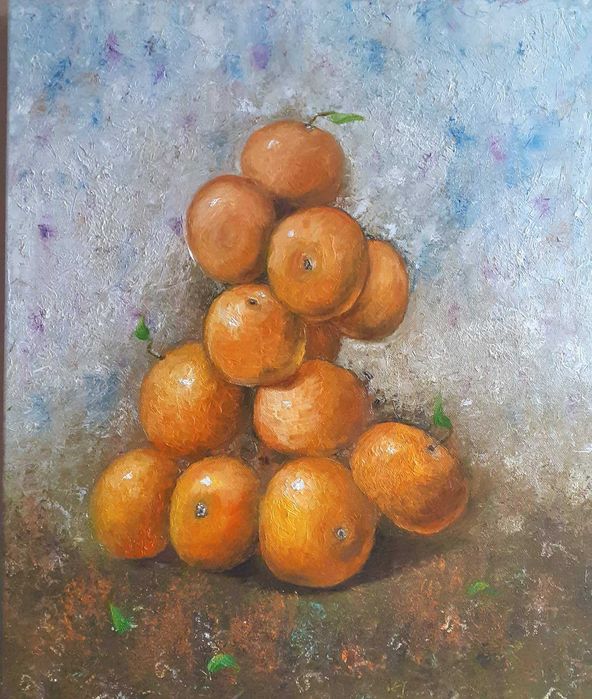 Картина мандарини, олія, полотно, на подарунок 50х40 см