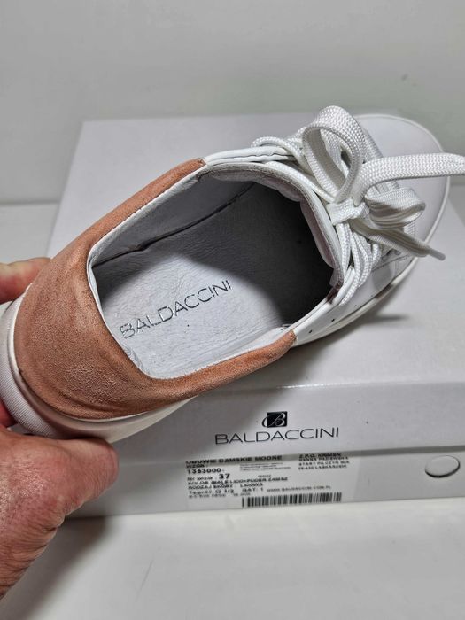 Baldaccini Sneakersy skórzane białe Trampki 37 / 38 jak NOWE