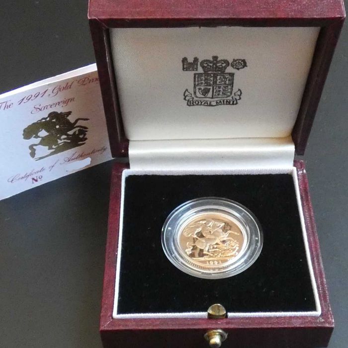 1991 Libra Ouro Proof 3.º Retrato Rainha Victoria design Maklouf com Caixa e Certificado