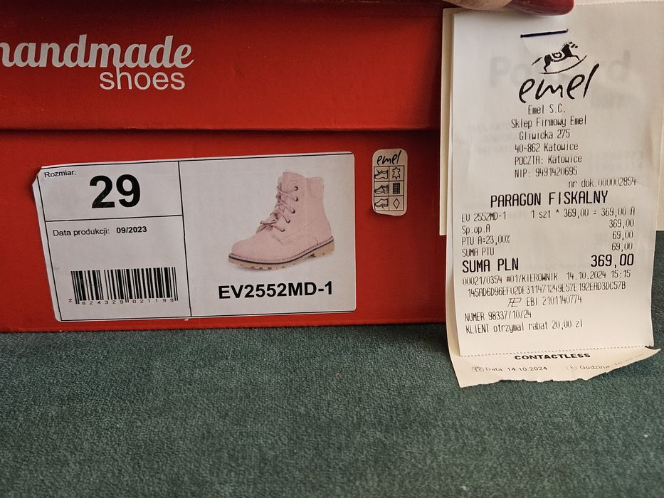 Buty trzewiki Emel 29 30 ocieplane - skóra naturalna licowa + wełna
