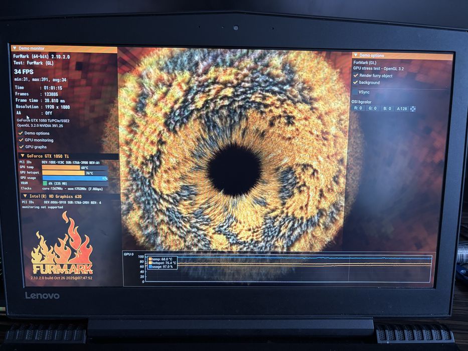 Ноутбук Lenovo Legion Y520-15IKBN i7-7700HQ 1050ti 256gb m2 16gb ram