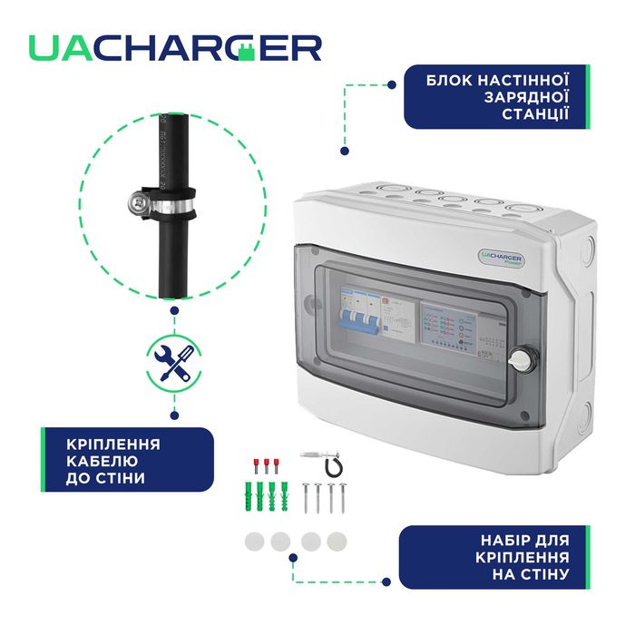 Зарядна станція UACHARGER POWER для електромобілів Type 2, 22кВт WIFI
