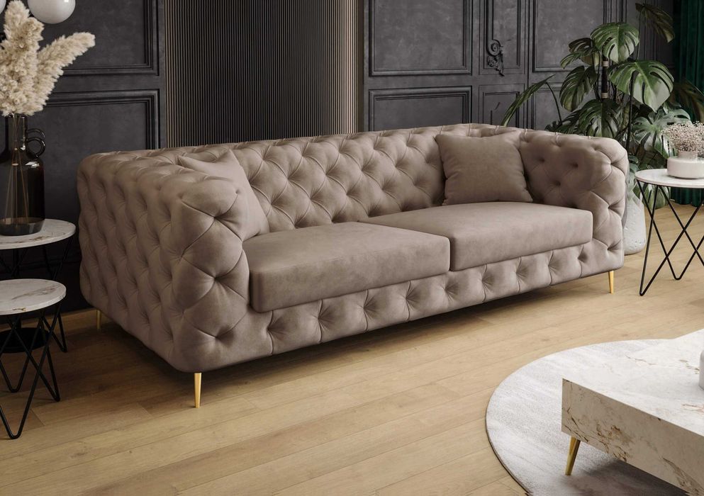 Sofa Boston Chesterfield Elegancka Pikowana Luksusowa