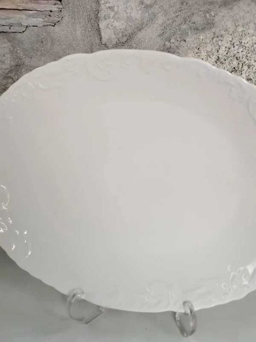 Travessa Oval Branca com Relevo - ENVIO GRATIS