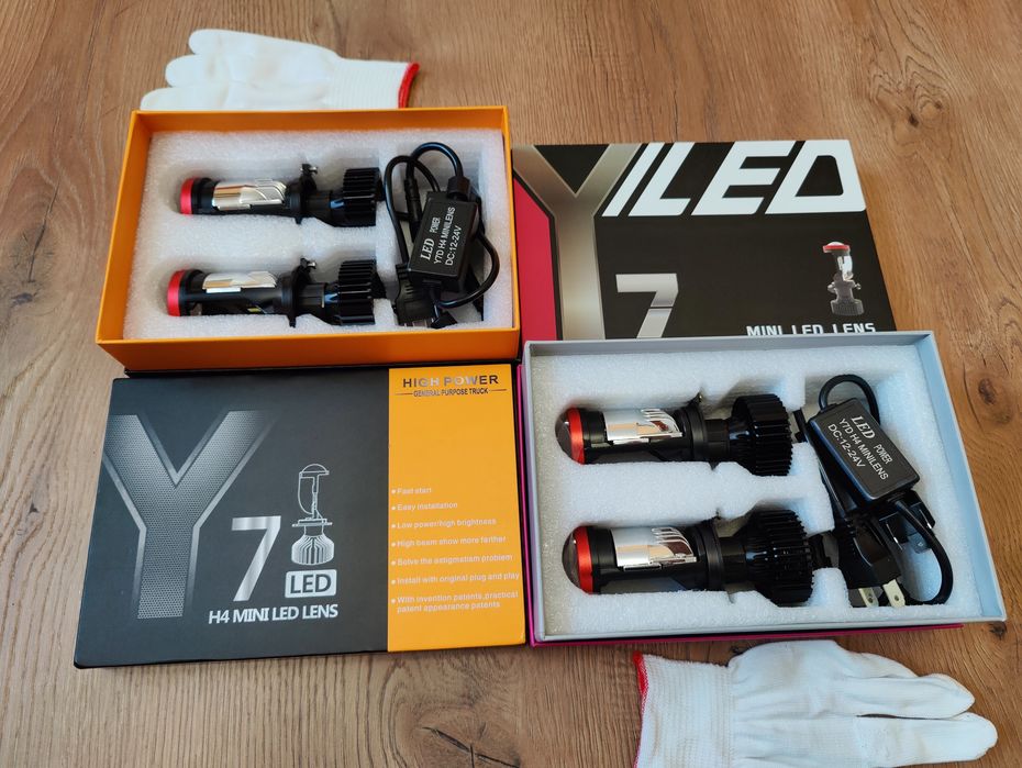 Светодиодные Мини Линзы Y7D H4 new Bi led 12-24в Цена за Комплект 2шт