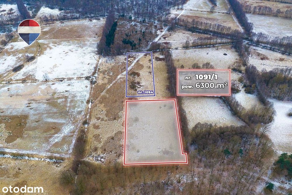 Działka rolna o pow. 6300 m² - Więcej