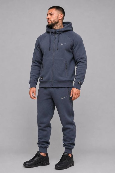 Костюм Спортивный Зимний Мужской Серый NIKE ACG Grey! Зимовий Спортивний Костюм Nike! Материал Трёхнитка на Байке! Размеры S-2XL! Осень-Зима ХИТ!