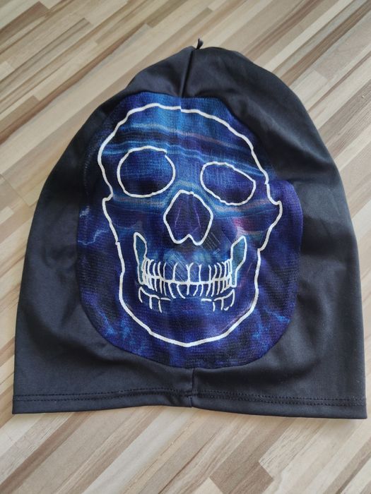 Czapka maska Halloween kościotrup fluorescencyjna świeci w ciemności